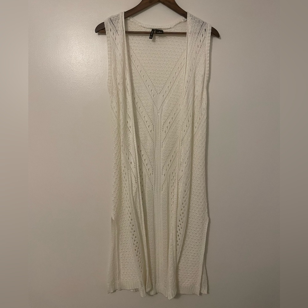 Festival Crochet Open-Front Coastal Cowgirl Sweater Vest Duster  Cardigan
